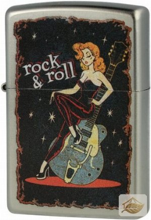 Zippo Rock'n'Roll Feuerzeug mit Gitarrenmotiv, satiniert