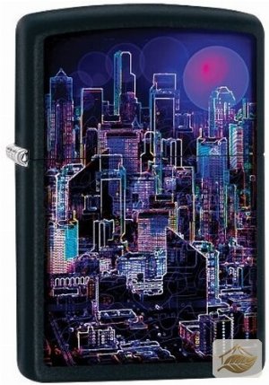 Zippo Cyberpunk City Feuerzeug, Black Matte bunt