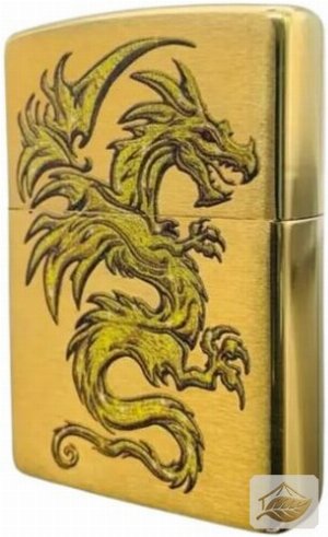 Zippo Drachen-Feuerzeug, Gold Gebürstet
