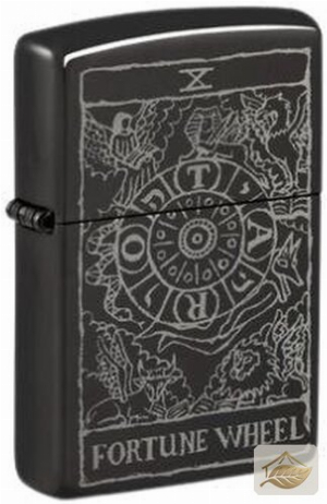 Zippo Feuerzeug Glücksrad-Tarotmotiv, Ebony Schwarz