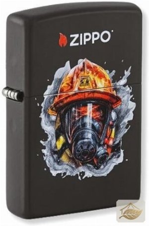 Zippo Feuerzeug Feuerwehrmann, mattschwarzes Gehäuse