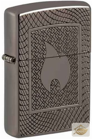 Zippo Armor Case Flame Pattern, Hochglanz Schwarz