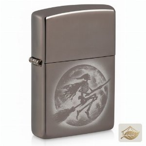 Zippo Feuerzeug Fliegende Hexe, Black Ice Photo Image