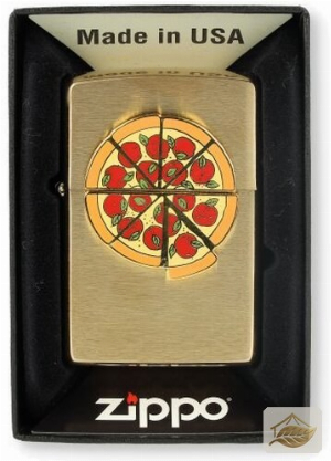 Zippo Feuerzeug Foodie-Serie Pizza, Messing gebürstet