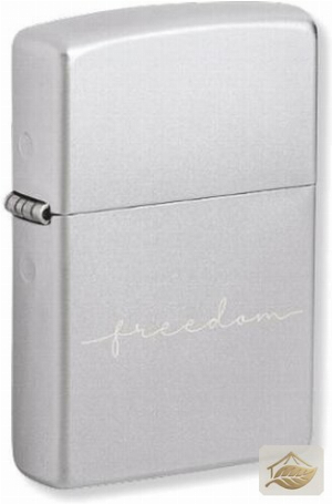 Zippo Schriftzug-Feuerzeug 'Freedom', Chrom satiniert