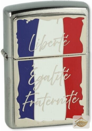 Zippo Feuerzeug Französische Trikolore, gebürstetes Chrom