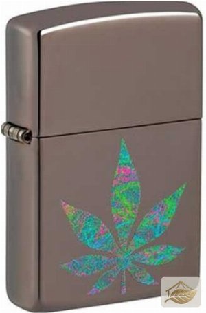 Zippo Funky Cannabis Feuerzeug, Black Ice