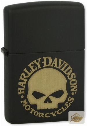 Zippo Harley Davidson Totenkopf, matt Schwarz/Gold