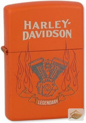 Zippo Motorblock in Flammen, Harley-Davidson Orange