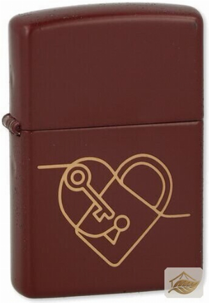 Zippo Herz mit Schloss, Benzinfeuerzeug Braun/Gold