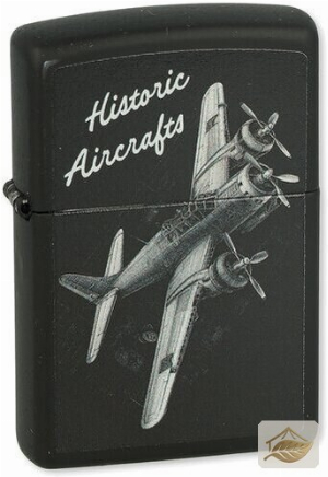 Zippo Feuerzeug Historische Flugzeuge, Schwarz Matt