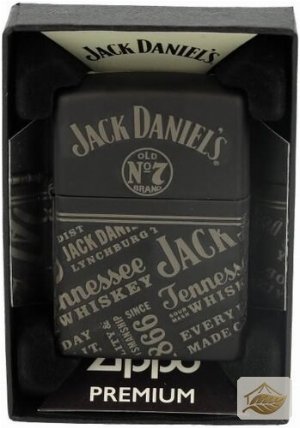 Zippo Jack Daniels No.7 Laser 360°, Schwarz Matt mit Chrom