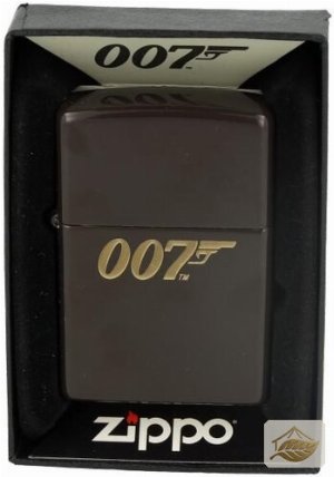 Zippo James Bond 007 Benzinfeuerzeug, Braun Matt mit Pistolenmotiv