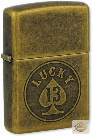 Zippo Lucky 13 Benzinfeuerzeug, Schwarz/Gold
