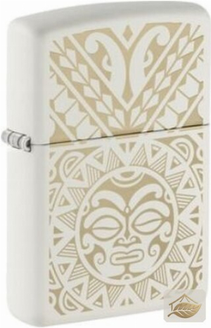 Zippo Maori Tattoo, Weiß mit Goldgravur