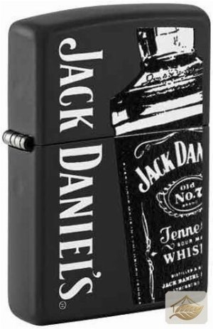 Zippo Jack Daniel's, Flaschen-Motiv in Schwarz Matt