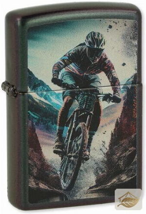 Zippo Mountainbike-Fahrer, Benzinfeuerzeug Schwarz