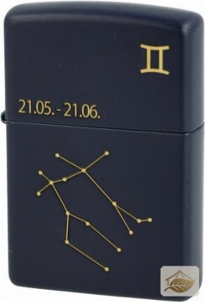 Zippo Feuerzeug Zwillinge, Steinzündung Navy Matt
