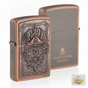Zippo Piraten Limited Edition, Benzinfeuerzeug Rustic Bronze