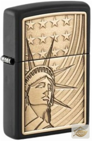 Zippo Lady Liberty & US-Flagge, Schwarz Matt