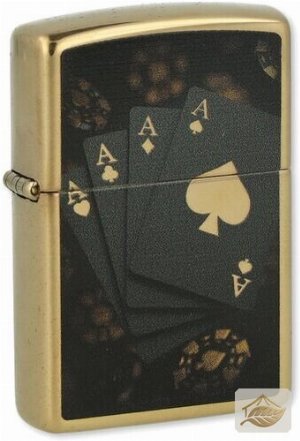 Zippo Spielkarten mit Ass, Schwarz-Gold