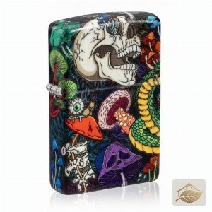 Zippo Psychedelischer Totenkopf, Benzinfeuerzeug 540°