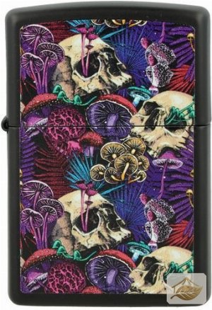 Zippo Psychedelic Mushroom Feuerzeug, Schwarz Matt Bunt