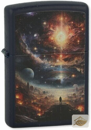 Zippo Galaxy-Motiv mit Planeten und Sternen, schwarz