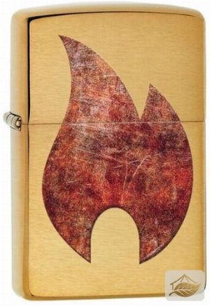 Zippo Brushed Brass Rusty Flame, gebürstetes Messing