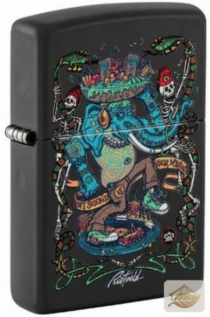 Zippo Feuerzeug Tanzender Elefant, Schwarzlicht-Druck