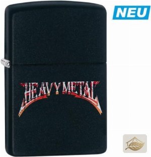 Zippo Heavy Metal Feuerzeug, Schwarz Matt mit Schriftzug