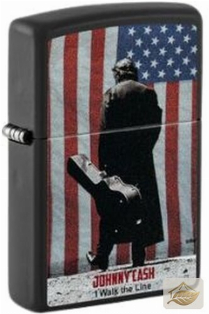 Zippo Johnny Cash & US-Flagge, Schwarz Matt