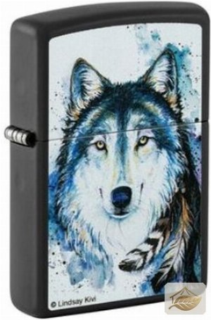 Zippo Lindsay Kivi Wolf, Schwarz Matt