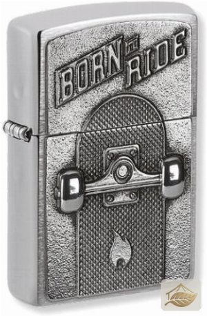 Zippo Skateboard-Plakette Feuerzeug, gebürstetes Chrom