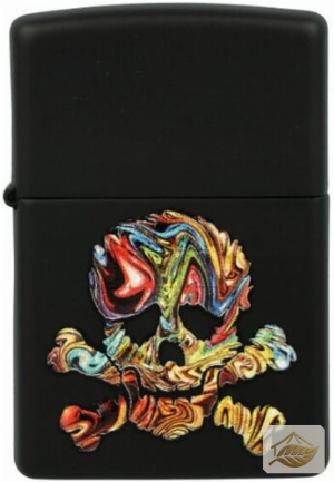 Zippo Sturmfeuerzeug Totenkopf Color Skull, Schwarz Matt