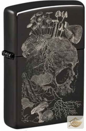 Zippo Skull Mushroom Feuerzeug, Ebony Schwarz