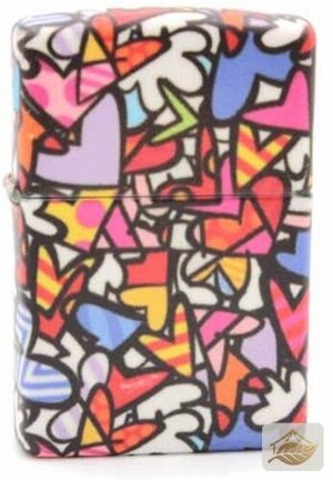 Zippo Romero Britto Hearts All Over, herzenbedecktes Pop-Art-Feuerzeug