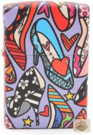 Zippo Romero Britto High Heels, buntes Schuh-Motiv im Pop-Art-Look