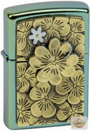 Zippo Limited Edition Türkis, Plakette Goldener Klee