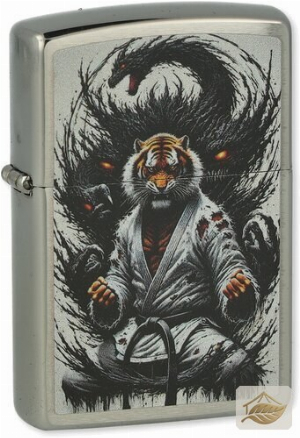 Zippo Tiger im Kampfanzug, Benzinfeuerzeug Silber