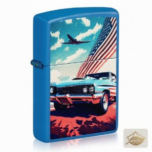 Zippo American Classic Car, Benzinfeuerzeug Sky Blue Matte