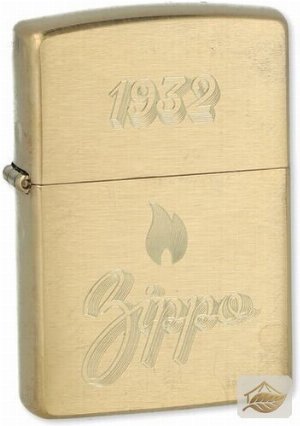 Zippo Jubiläumsgravur 1932, goldfarben mit Flammenmotiv