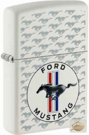 Zippo Ford Mustang, Pferde-Emblem in Blau, Rot und Weiß