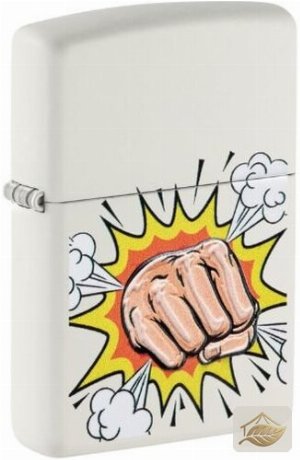 Zippo Feuerzeug Power Fist, Weiß Matt Bunt