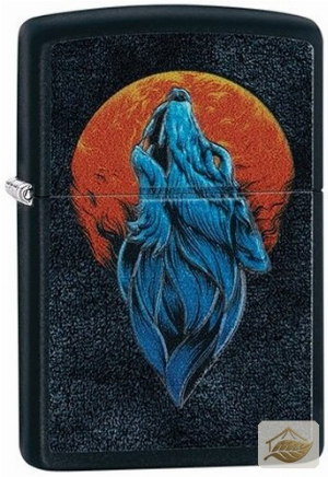 Zippo Feuerzeug Heulender Wolf, Schwarz Matt