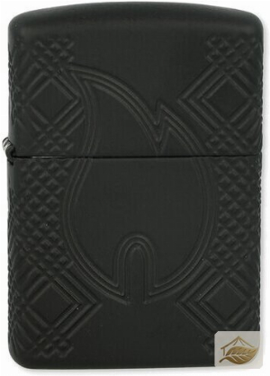 Zippo Flame Armor, Feuerzeug mit Flammen-Relief Schwarz Matt