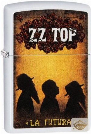 Zippo ZZ Top Bandmotiv, Weiß Matt/Gelb