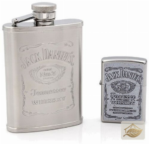 Zippo Jack Daniels Geschenkset mit Flachmann