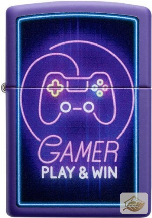 Zippo Gamer, Deep Purple Matte mit Gamepad-Motiv
