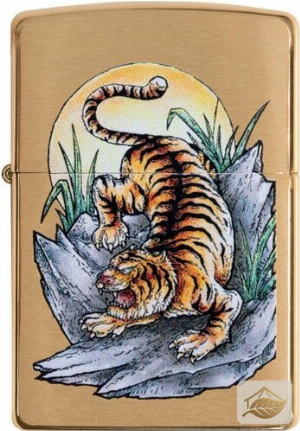 Zippo Tattoo Tiger Feuerzeug, Messing Gebürstet Bunt